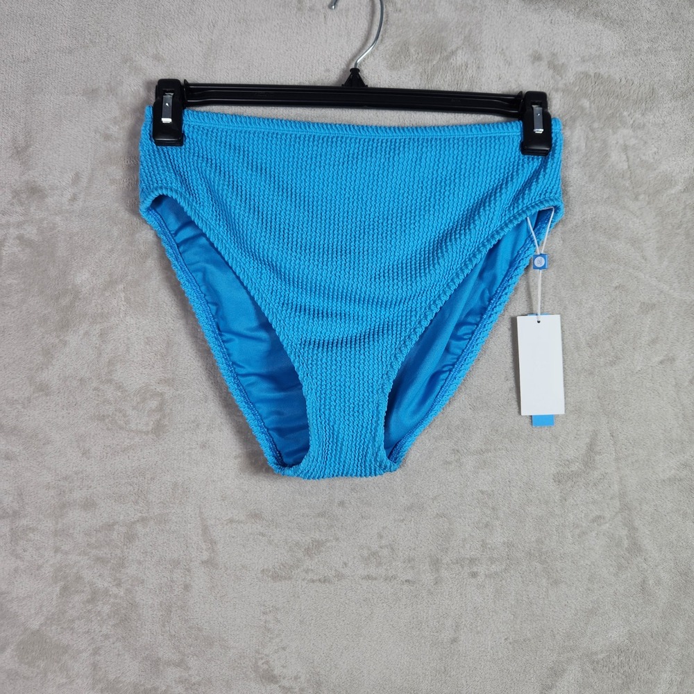 Bleu Rod Beattie Swimwear Women 8 Coldwater Blue Smocked High Rise Bikini Bottom